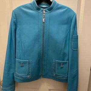 Women's Blue Leather Jacket